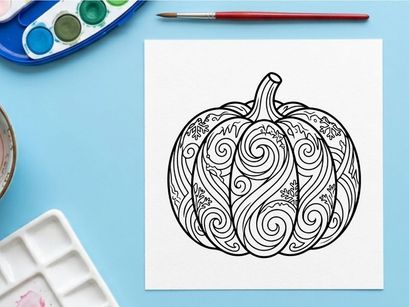 Dekorative Kürbis-Farbseite für Herbst und Halloween. Kreative Herbstaktivität für Kinder und Erwachsene.
