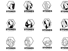 Stone Logo, Vector Stone Modern With Geometry Line Style