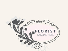 Florist logo beautiful floral leaf and flower vector art, icon graphic decoration business wedding template