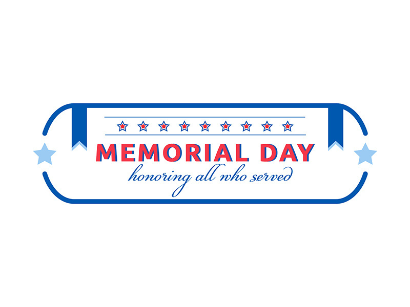 Memorial Day celebration flat color vector badge