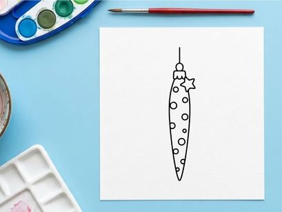 Christmas tree ornament bauble line art illustration for holiday festive decoration design