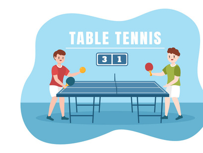 11 Playing Table Tennis Sports Illustration