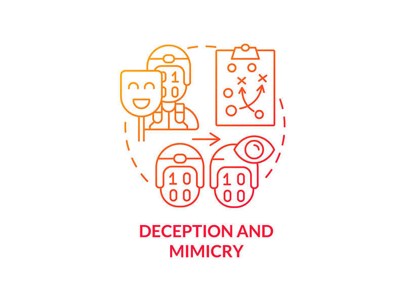 Deception and mimicry red gradient concept icon