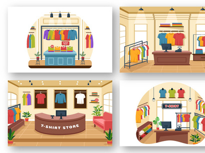 9 T-shirt Store Illustration