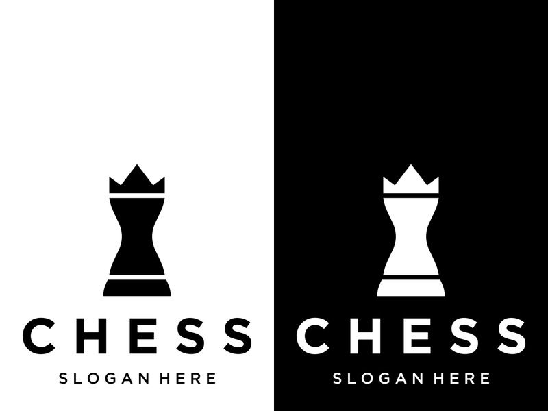 Chess strategy game logo with horse, king, pawn and rook. Logos for tournaments, chess teams and games.