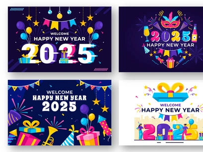 12 Happy New Year 2025 Illustration