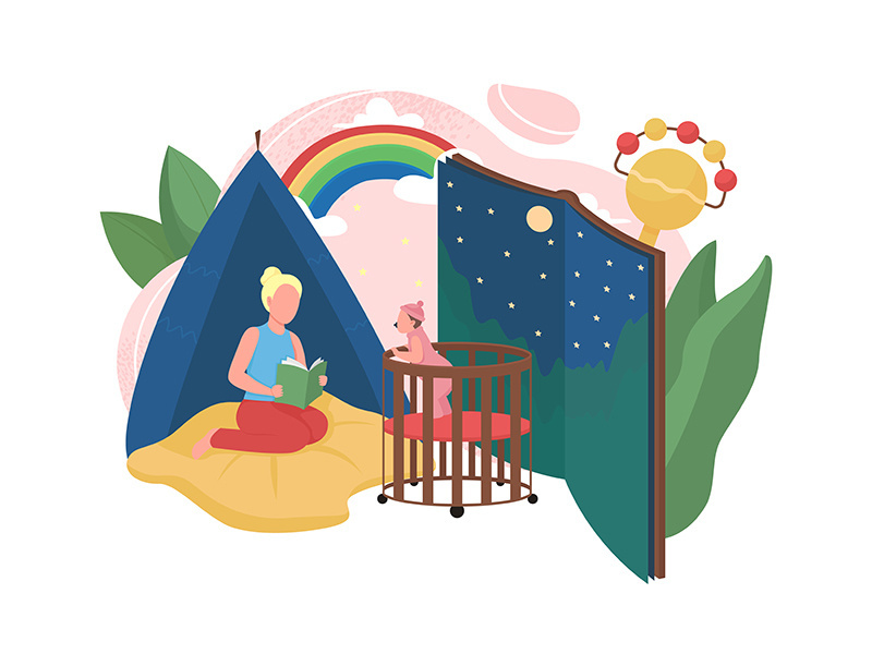 Babysitting flat concept vector illustration