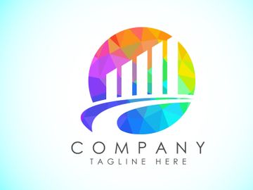 Imagen de vista previa de Plantilla vectorial de diseño de logo de finanzas y contabilidad en estilo de arte low poly, logo de negocio financiero