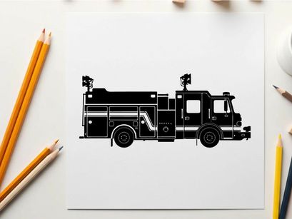 Silhouette of a fire truck vehicle emergency response