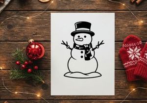 Cute Snowman with Top Hat and Scarf for Winter Holiday Decor