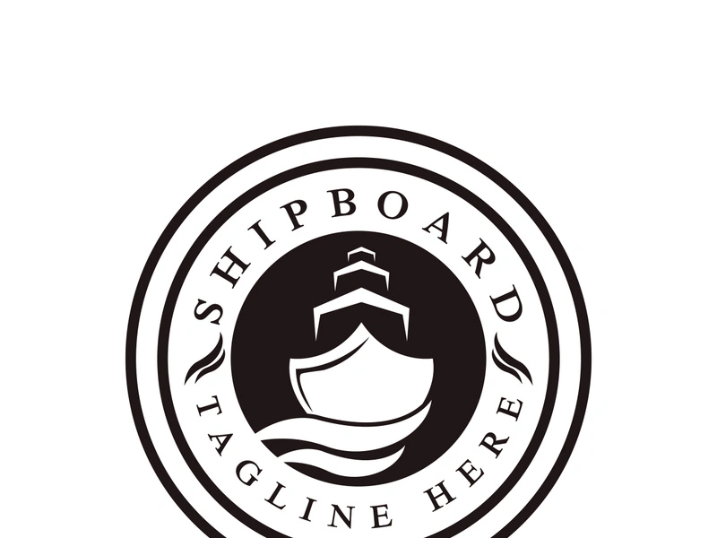 Sailboat boat on sea ocean wave with logo design simple ship