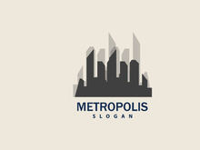 Cityscape Logo, Metropolis Skyline Design, City Building Vector, Icon Symbol Illustration