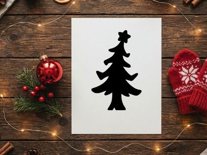 Silhouette of a Christmas Tree for Holiday Season Decorations