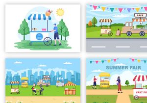 17 Summer Fair Carnival Landscape Playground Illustration