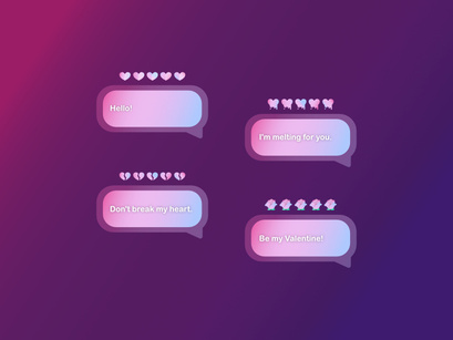 Valentine's Day Text Bubbles Ui UX Design