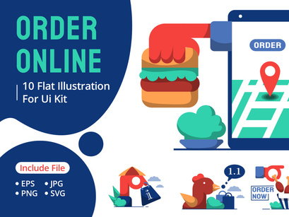 order online advertising flat illustration
