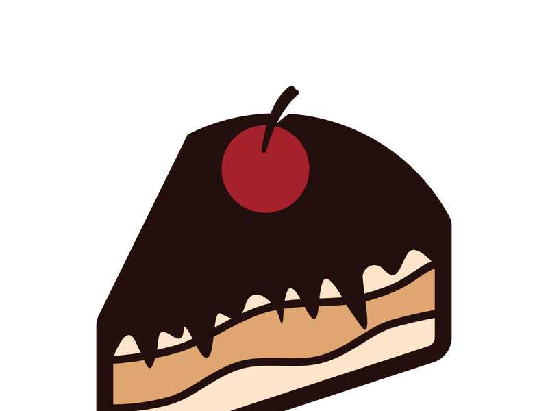 Sweet cake template logo design vector illustration of silhouette with cherries