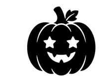 Süßes Halloween-Kürbis mit Kürbisgesicht und Sternenaugen