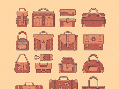 17 Vintage Bags Icon Illustrations