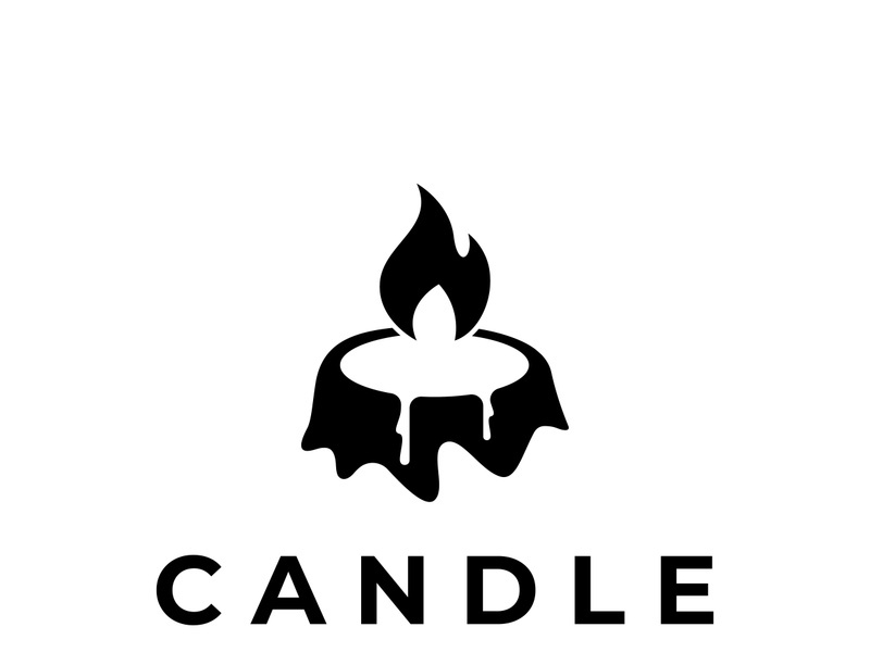 Simple burning luxury candlelight logo design with isolated background.Template for business, sign, company.