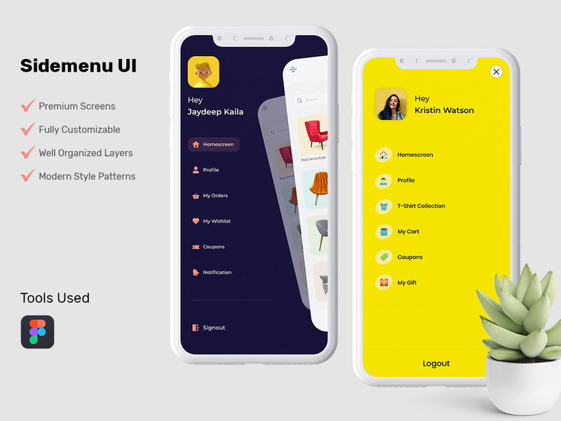 Sidebar of app UI concept