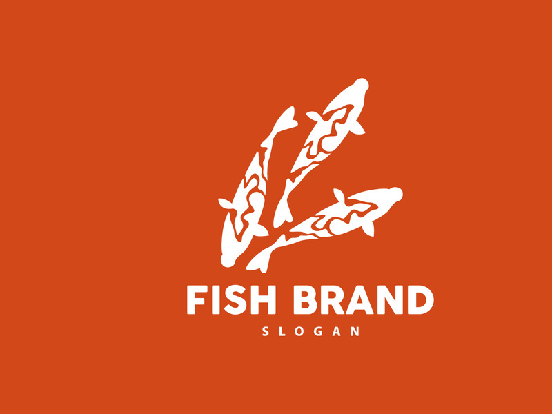 Koi Fish Logo Design, Ornamental Fish Vector