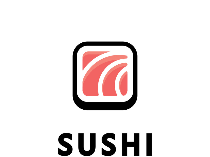Logo Icon Vector Icon Style Illustration Bar or Shop  Sushi Onigiri Salmon Roll  Isolated Minimalist Object