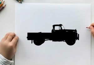 Silhouette of a classic old truck on a white background