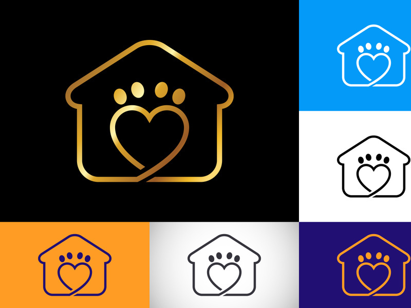 Pet home, Pet care home logo, home logo, Animal logo design vector icon illustration