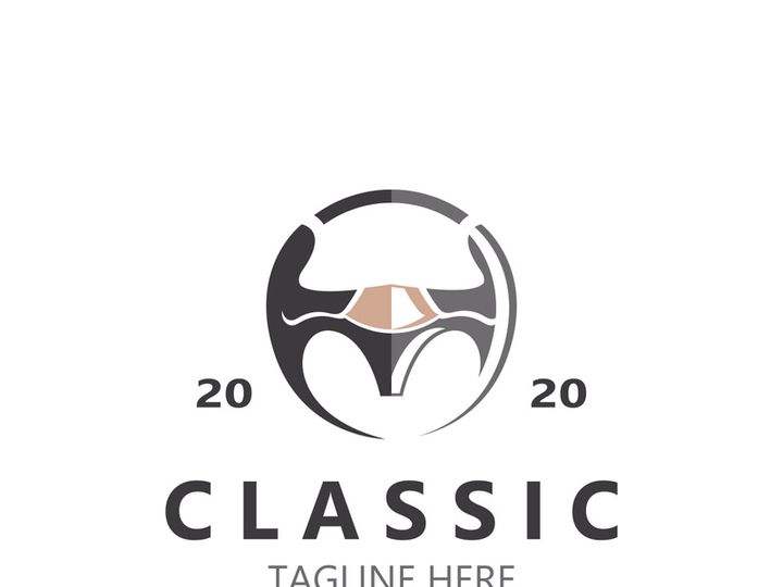 Steering wheel logo automotive car design garage auto repair workshop illustration