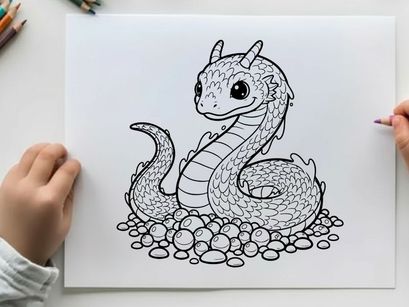 Cute cartoon dragon hatching from eggs vector illustration