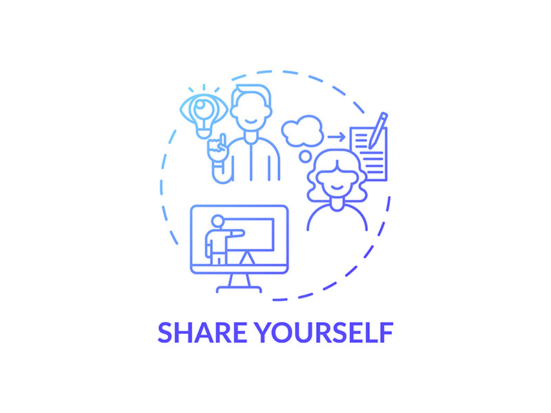 Share yourself blue gradient concept icon
