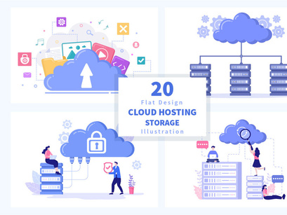 20 Cloud Storage Hosting Service Illustration