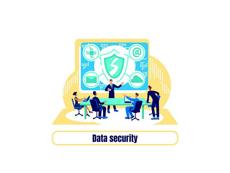 Cyber protection flat concept vector illustration