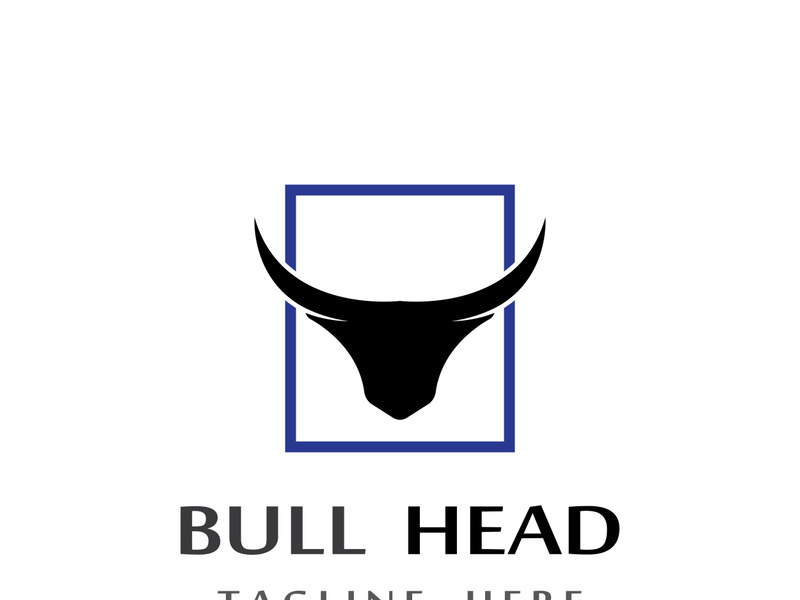 Retro vintage bull head horns logo design.