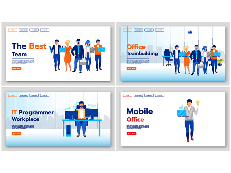 Business landing page vector templates set