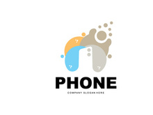 Smartphone Logo, Communication Electronics Vector, Modern Phone Design, For Company Brand Symbol