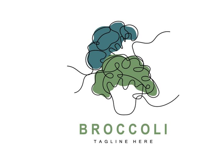 Broccoli Logo Design, Green Vegetable Vector, Broccoli Wallpaper, Vegetable Supermarket Illustration Garden Product Brand
