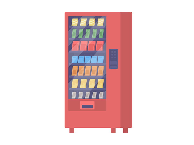 Vending machine with snacks semi flat color vector item