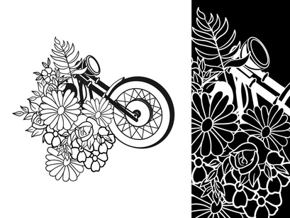 Flower x Motorcycle art Vector Bundle