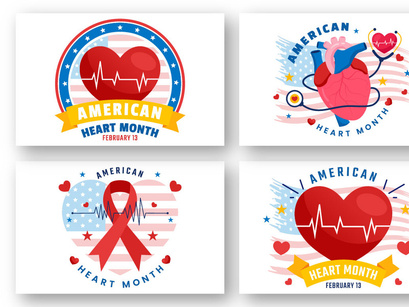 12 February is American Heart Month Illustration