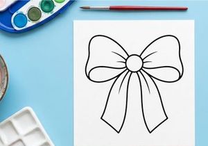 Dibujo de contorno de moño navideño simple para proyectos de decoración festiva y diseño