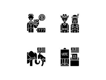 United States black glyph icons set on white space preview picture