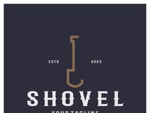 Shovel logo for agriculture, excavation,building, mining foundation. gardening vector set design with leaves