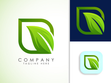 Leaf icon sign symbol, Gradient green leaf, Organic logo design vector illustration preview picture