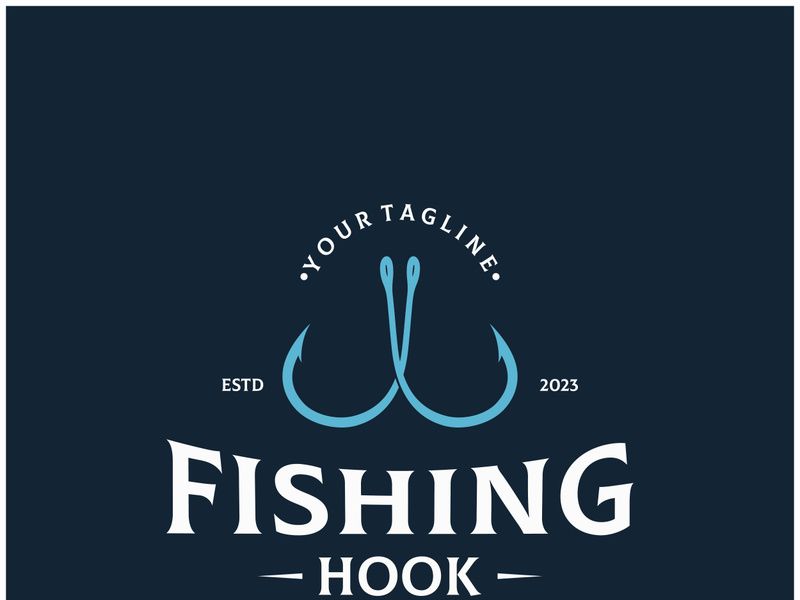 fishing hook logo design, fishing bait, fishing shop, tournament, angler, fishing community
