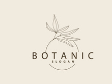 Leaf Line Logo, Beautiful Hand Drawn Design