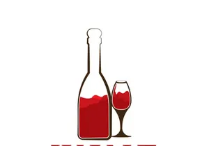Wine bottle and glass logo design icon