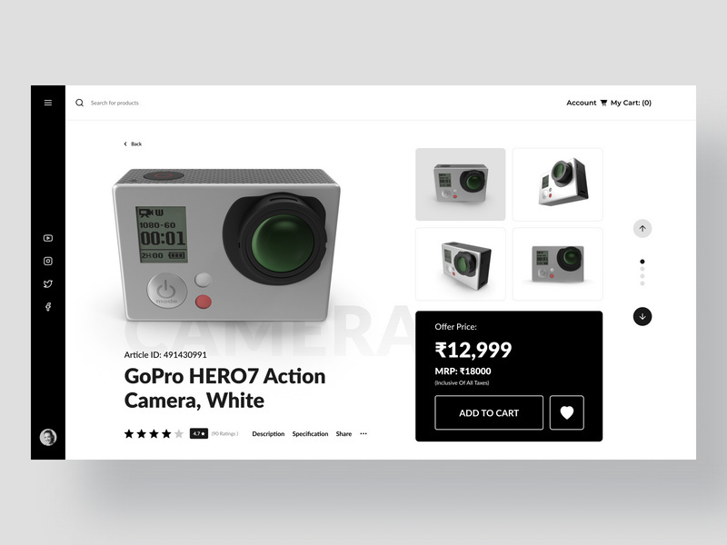Web Design UI Kit Product Page Template - Action Camera