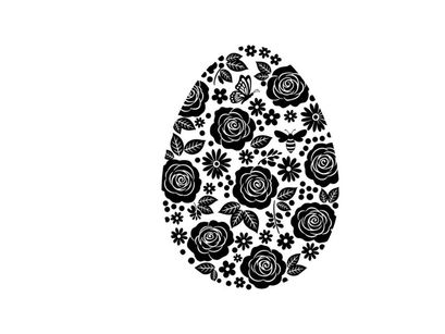 Easter egg silhouette with floral pattern and roses